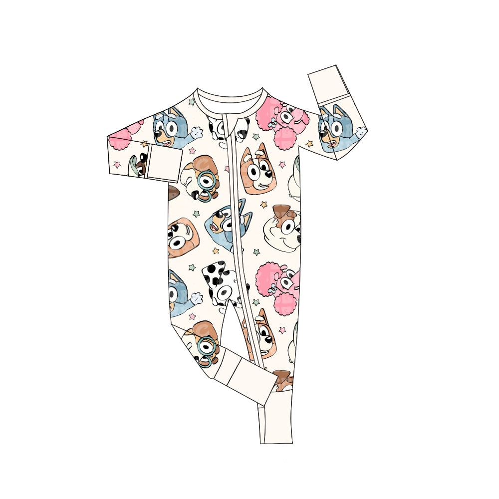 presale LR2061 Newborn Baby Boys Carton Dog Long Sleeve Zipper Romper 2024 9.28