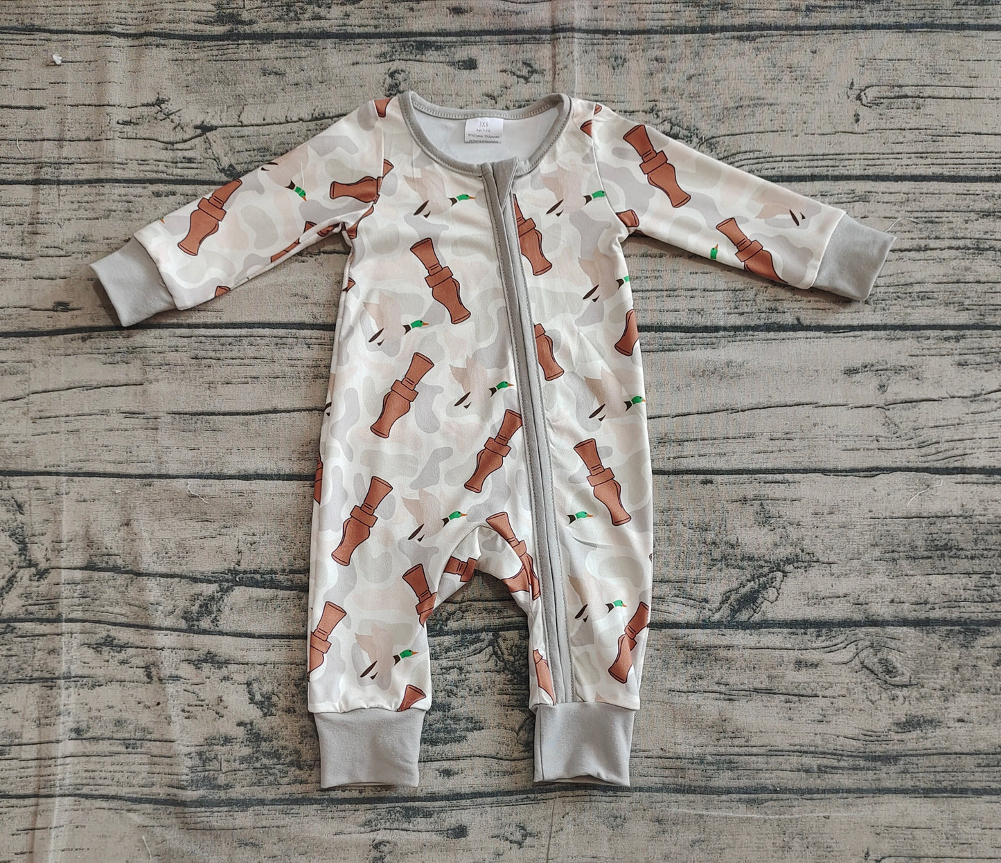 LR2063 Duck Bottle Camouflage Zip-Up Long Sleeve Bodysuit D 3.31
