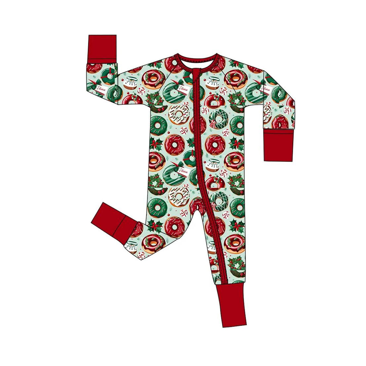 presale LR2064 Christmas Red and Green Zipper Long Sleeve Bodysuit 2024 9.28
