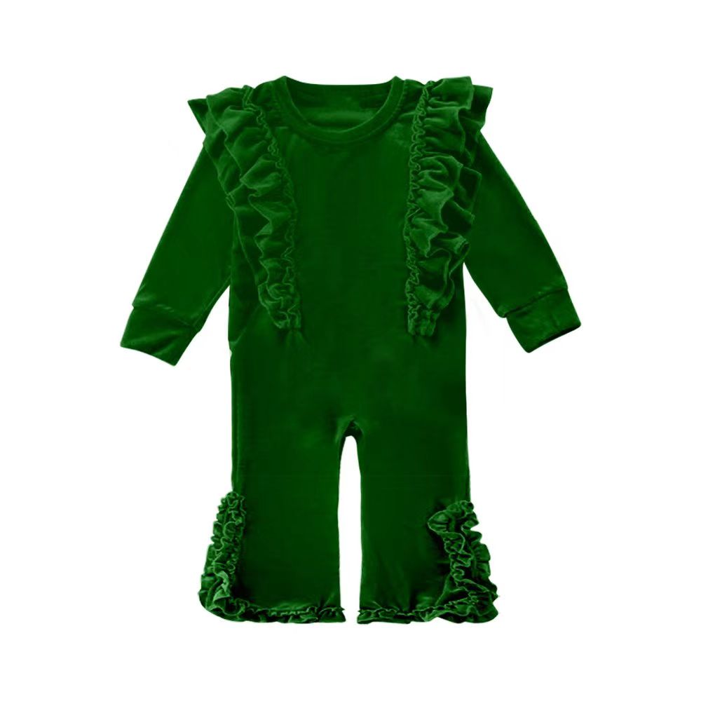 presale LR2081 Solid Green Lace Long Sleeve Bodysuit 10.8