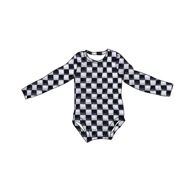 presale LR2121 Black and white plaid long-sleeved jumpsuit 2024 10.18