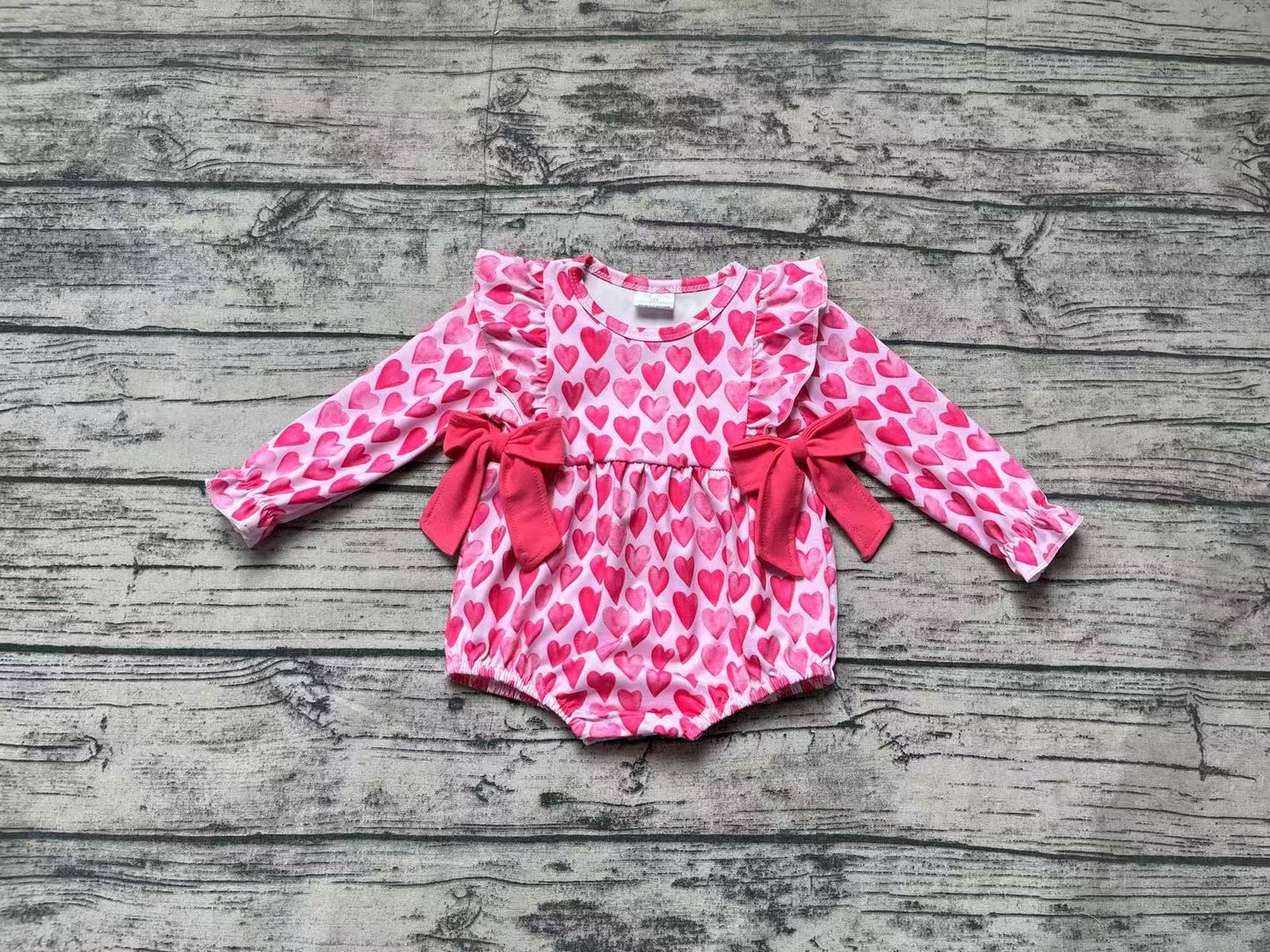 LR2146 Love Rose Red Bow Pink Long Sleeve Bodysuit