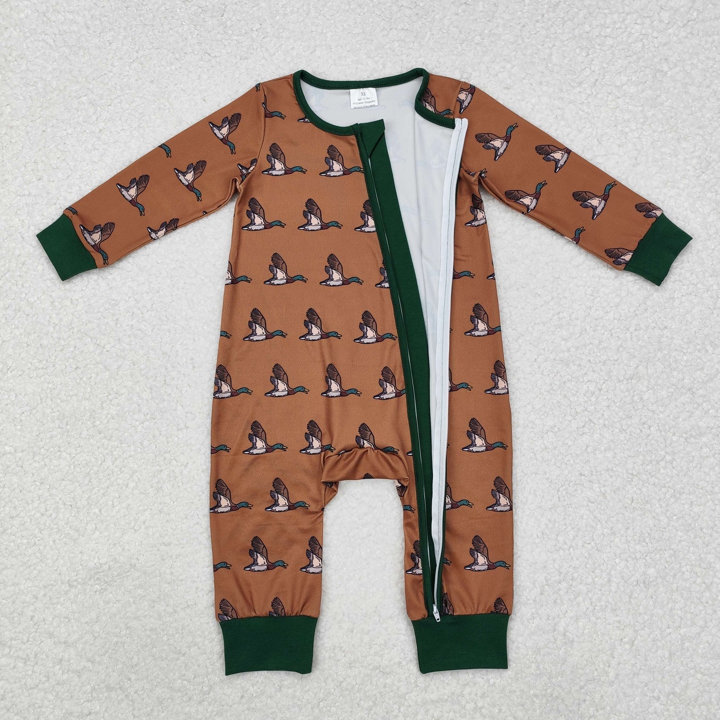 LR2154 Baby Infant Boys Mallard Ducks Hunting Zip Sleeprs Rompers