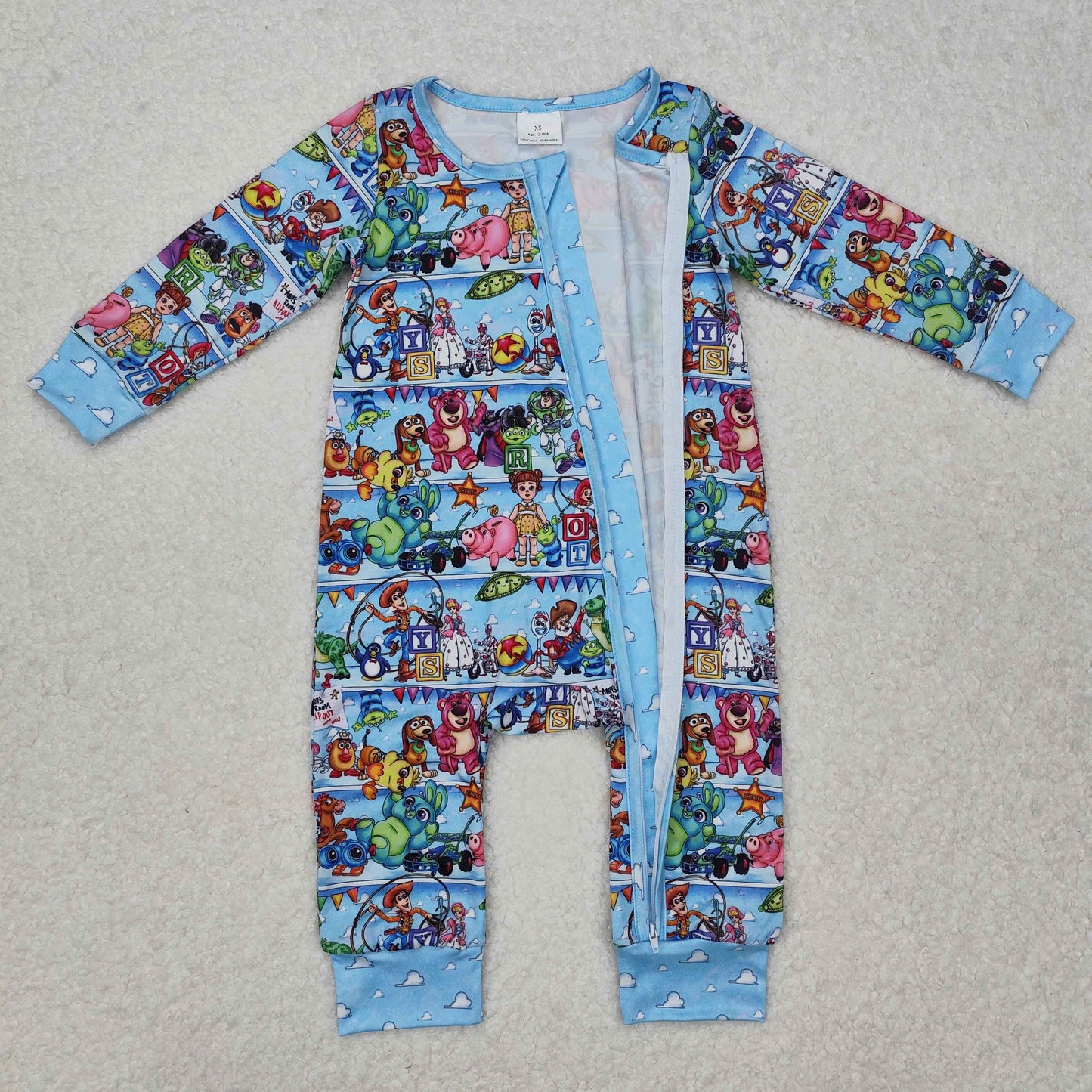 LR2163 Cloud Blue Zipper Long Sleeve Bodysuit
