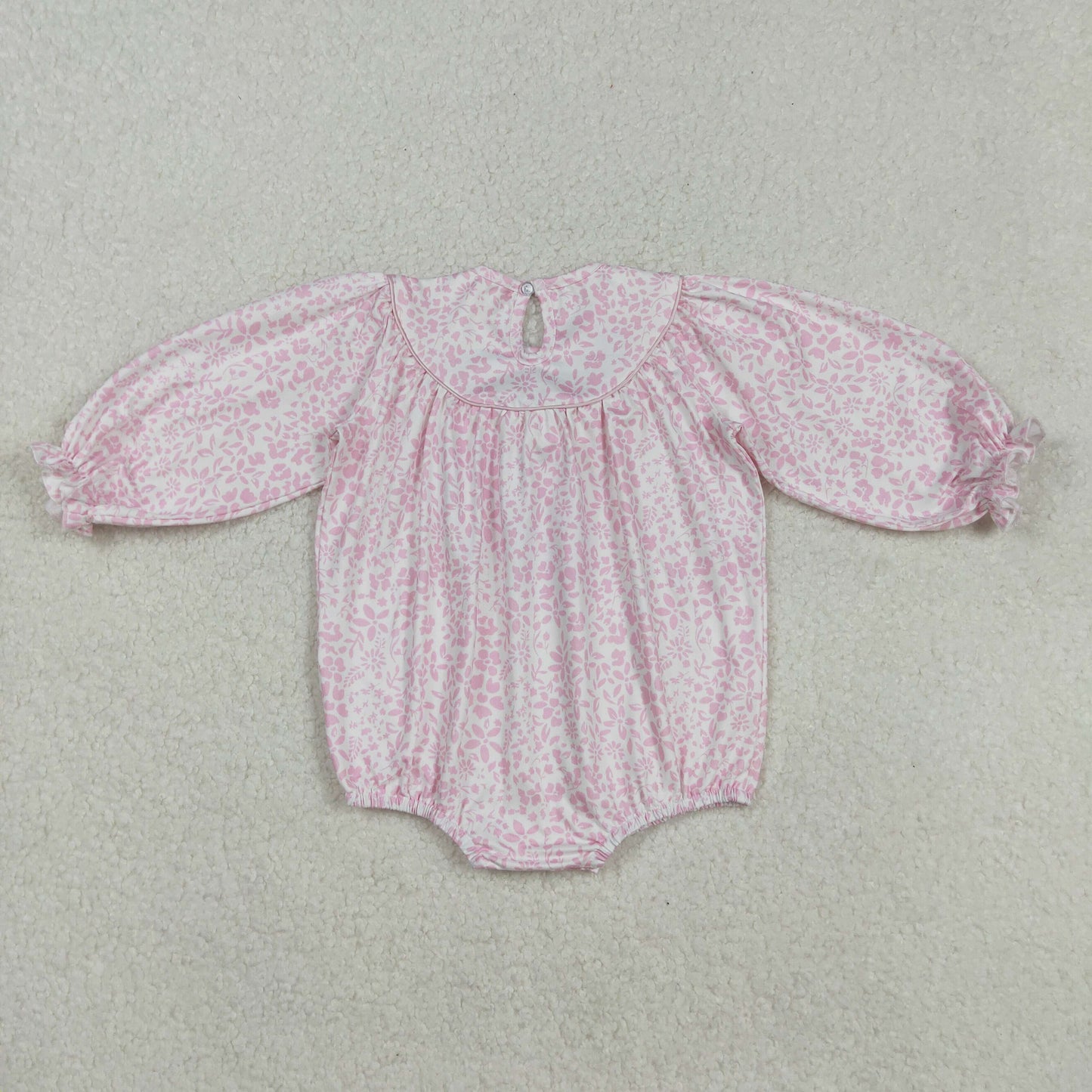 LR2184 Baby Infant Girls Pink Flowers Thanksgiving Turkey Smocked Rompers D 901