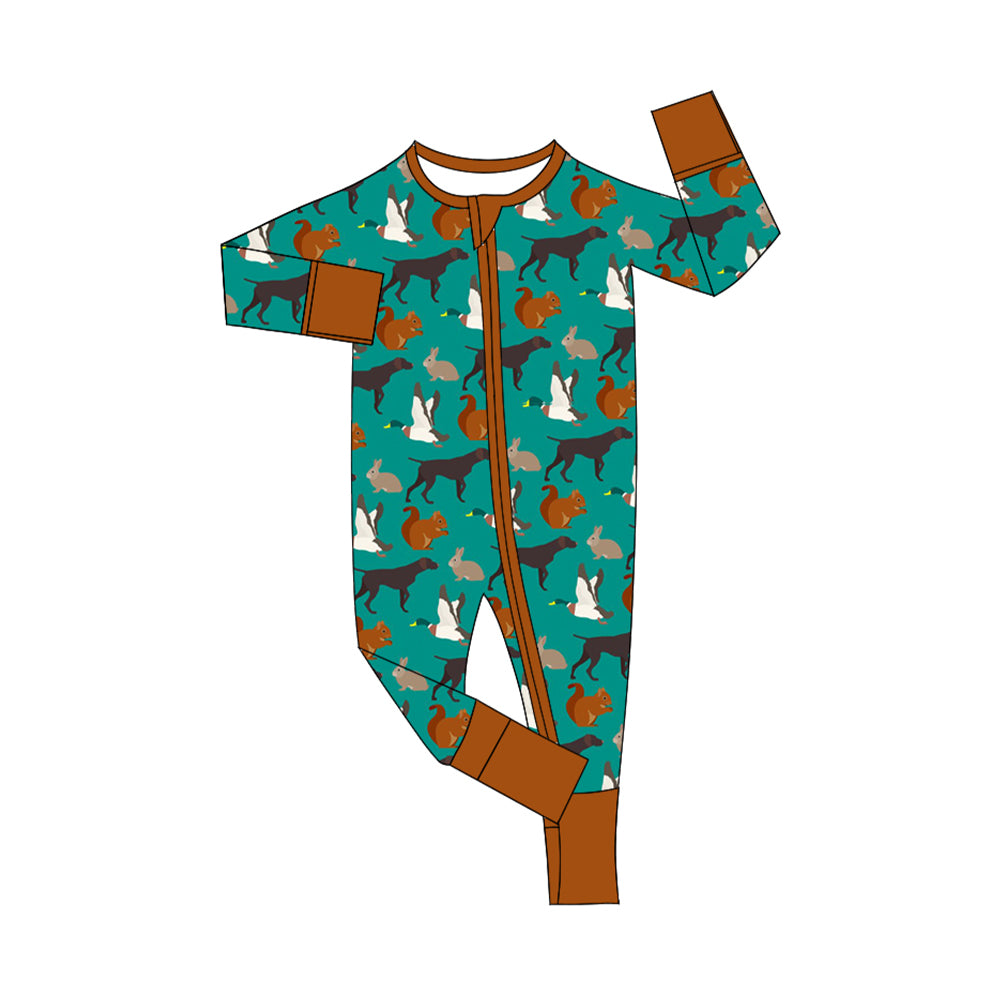 presale LR2226 Long sleeves duck dog turkey baby boy zipper romper D 5.16
