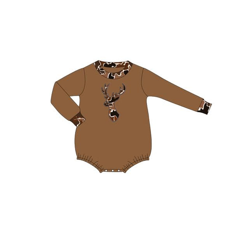 presale LR2260 Baby Kids Brown Long Sleeves Camo Deer Western Rompers D 5.29
