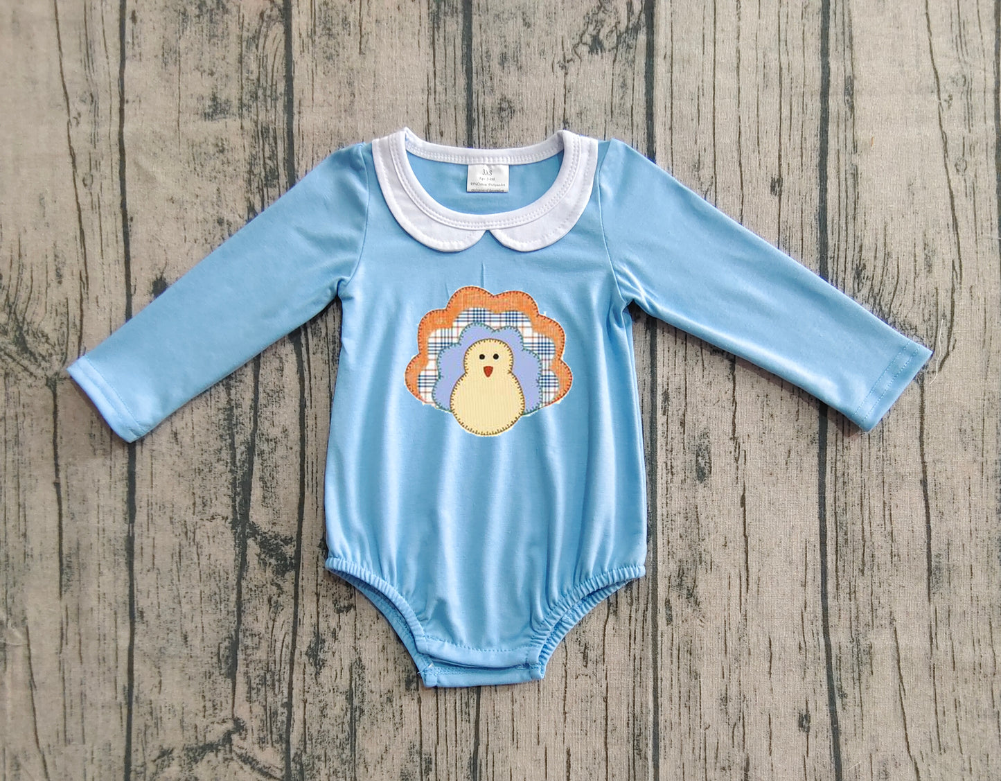 LR2261 Baby Boys Blue Long Sleeves Turkey Bummies Rompers D 7.14