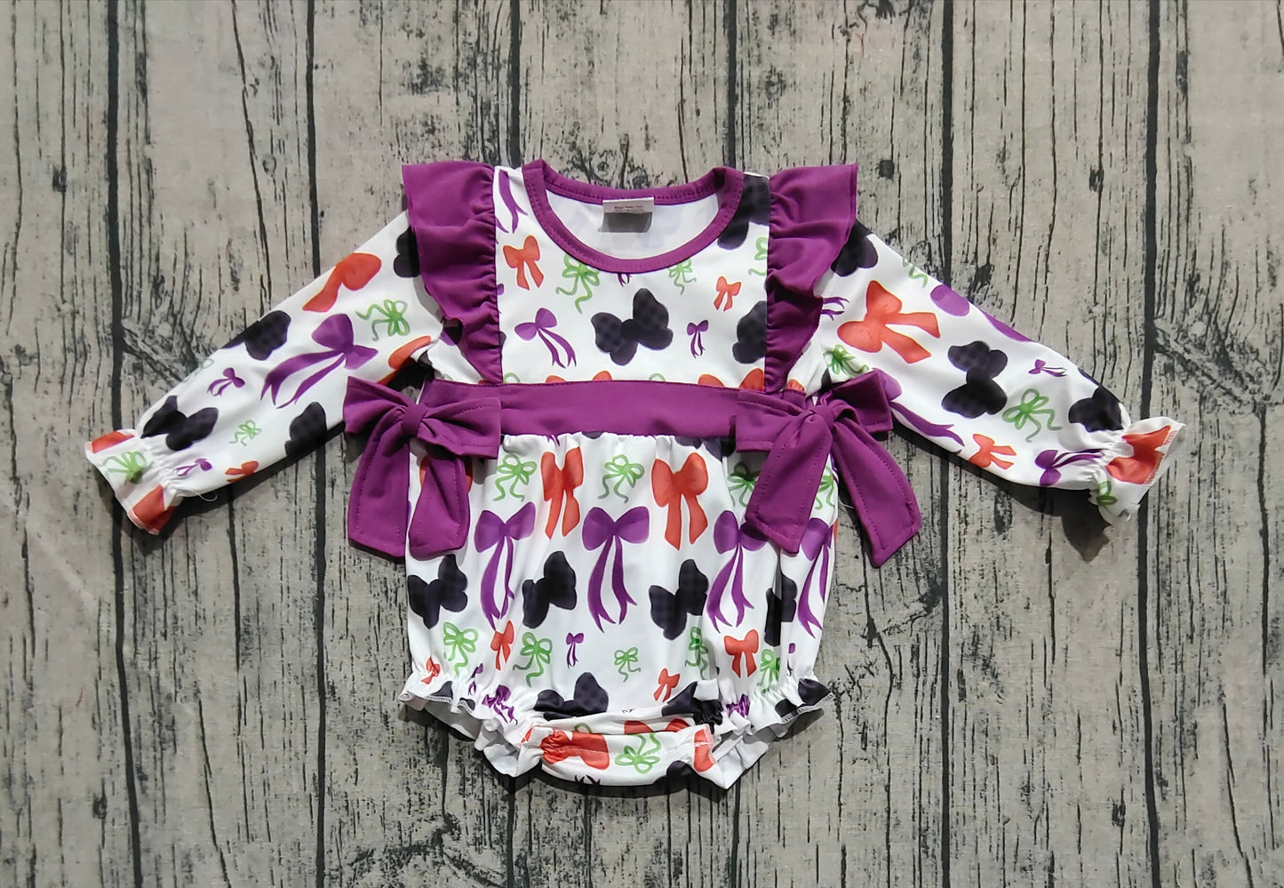 LR2285 Baby Girls Long Sleeves Colorful Bows Plaid Ruffle Rompers D 7.12