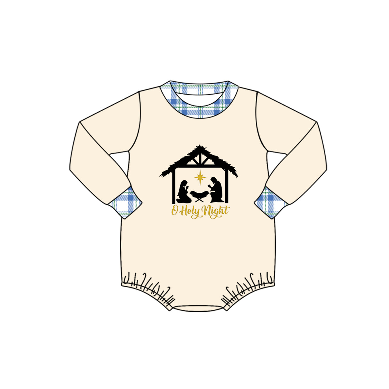 LR2292 Baby Boys Long Sleeves Jesus Nativity Bummies Rompers D 926
