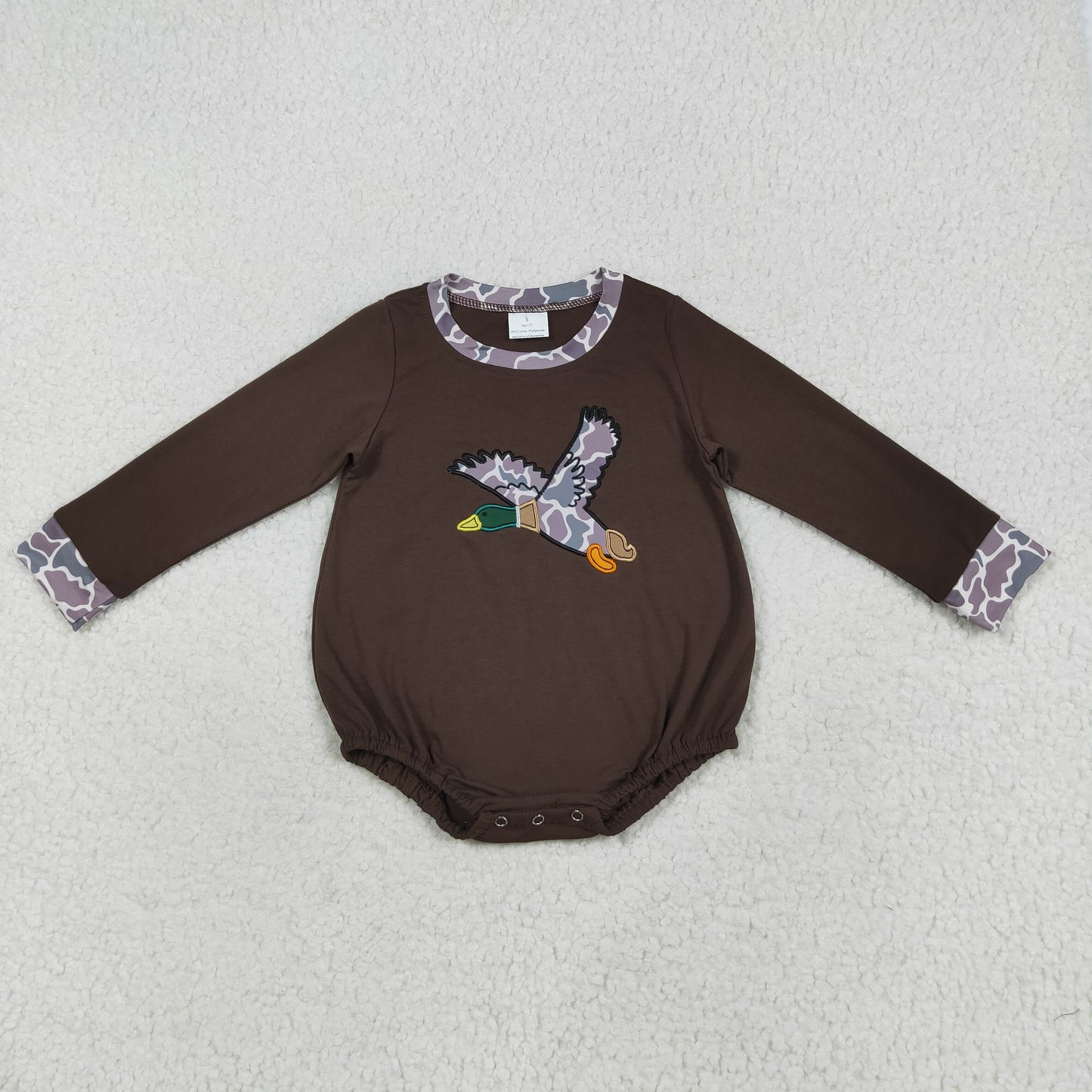 Sibling Embroidery Baby Boys Brown Duck Top Camo Rompers Outfits Sets D 7.21