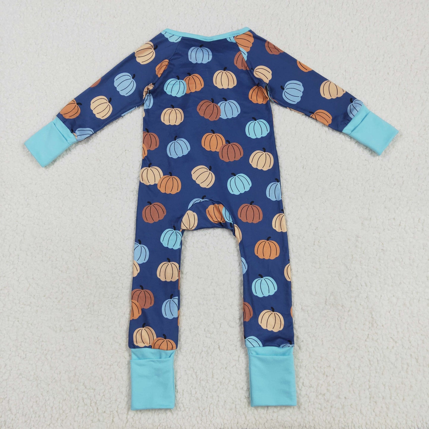 LR2364 Baby Girls Long Sleeves Colorful Pumpkins Zipper Pant Rompers D 7.14