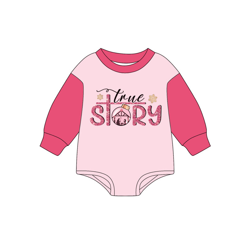 presale LR2381 Baby Girls Long Sleeves True Story Rompers D 7.1