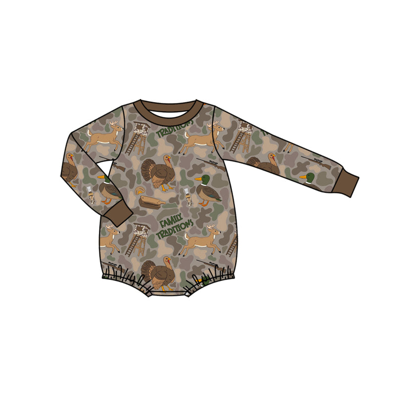 LR2440 Baby Boys Long Sleeves Turkey Ducks Camo Hunting Rompers D 910