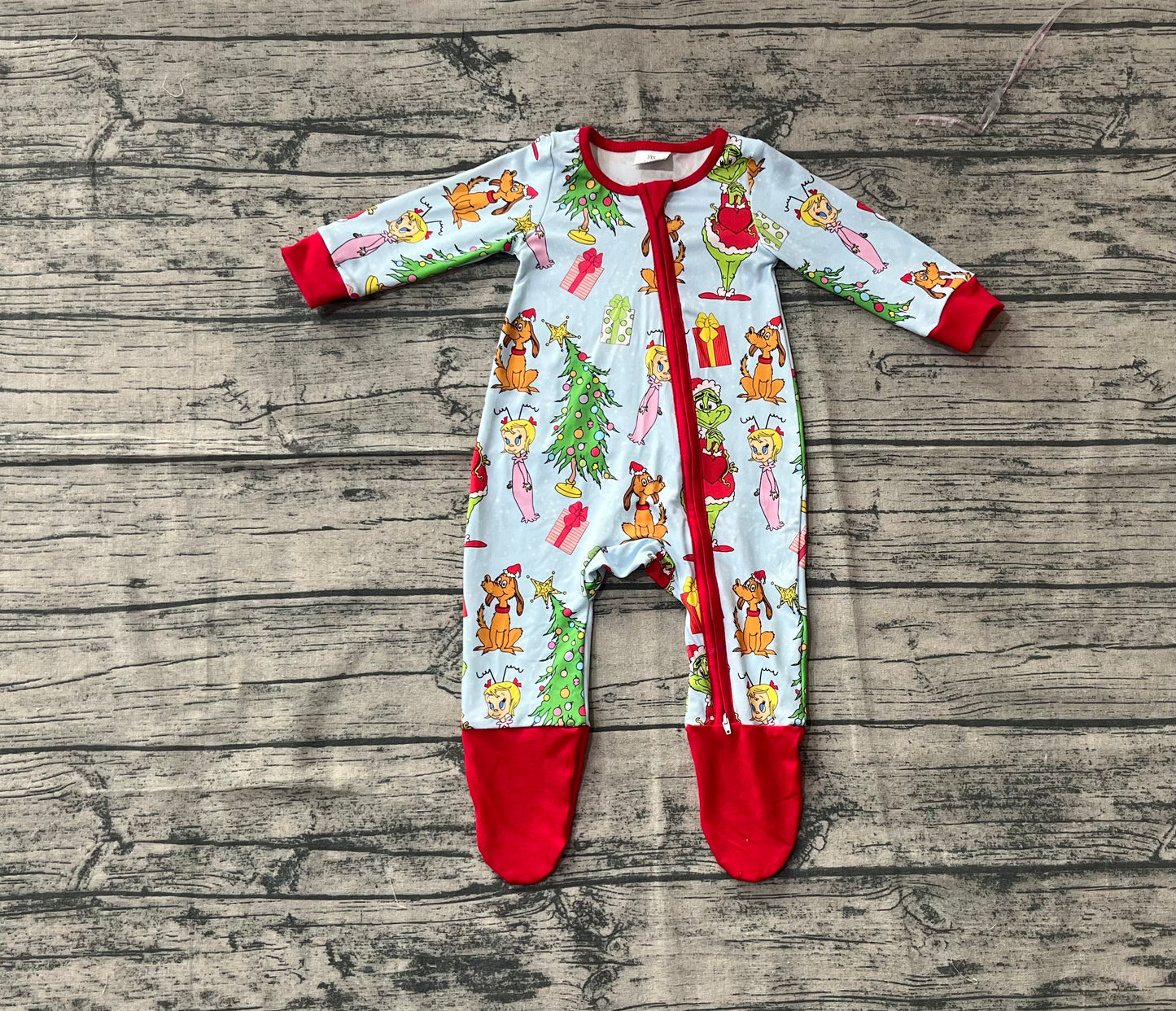 presale LR2478 Baby Girls Long Sleeves Cartoon Face Trees Zipper Footed Rompers D 7.30