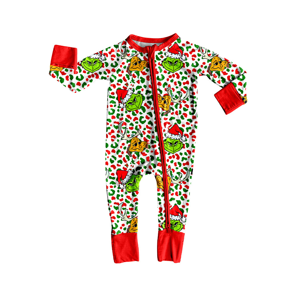 presale LR2508 Baby Girls Christmas Trees Soldiers Zipper Footie Rompers D 7.28