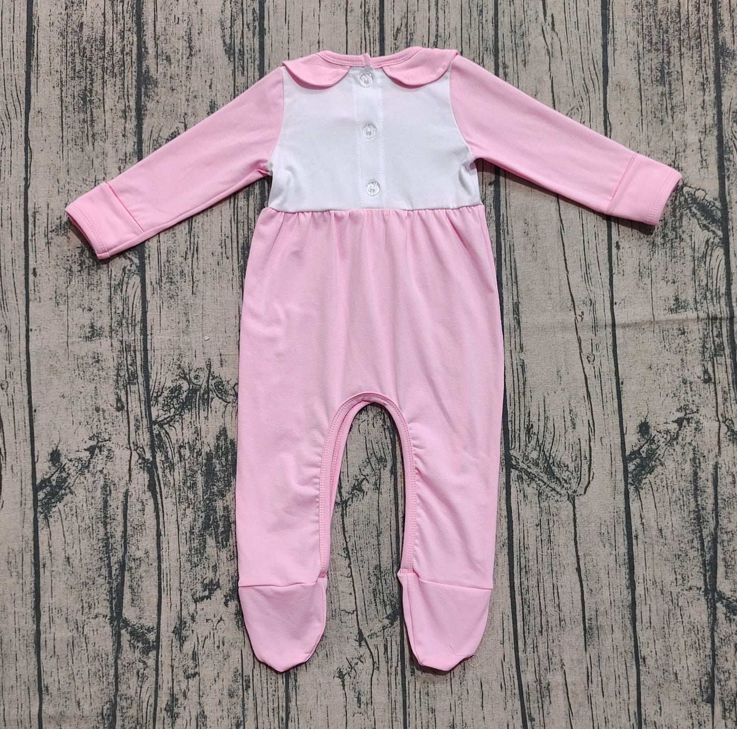 LR2563 Embroidery Pumpkins Turkey Baby Girls Thanksgiving Pink Fall Footed Rompers D 927