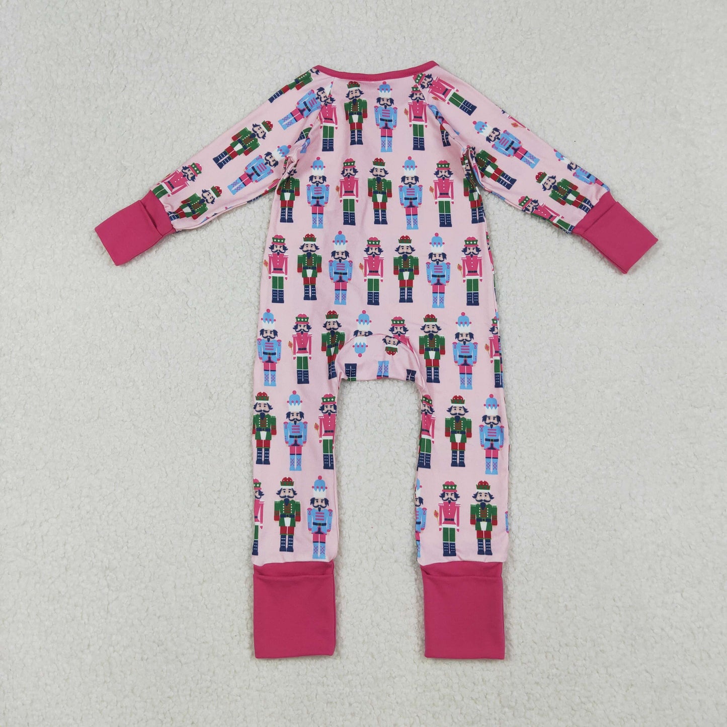 LR2598 Baby Girls Colorful Soldiers Plaid Zipper Footie Rompers D 904