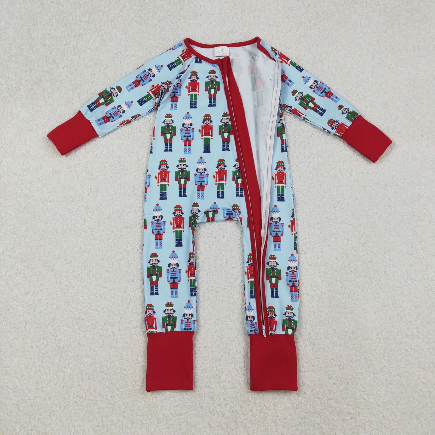 LR2599 Baby Boys Colorful Soldiers Plaid Zipper Footie Rompers D 906