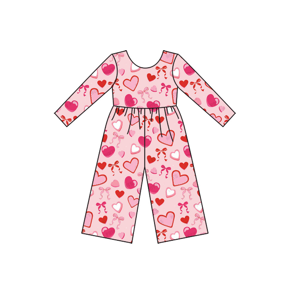 presale LR2712 Baby Girls Pink Hearts Bows Pants Valentine Jumpsuits D 924