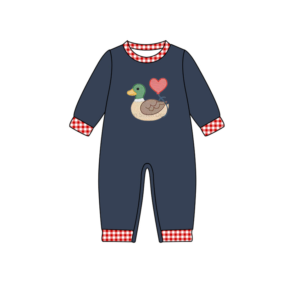 presale LR2721 Baby Boys Hearts Ducks Valentine Footie Rompers D 925