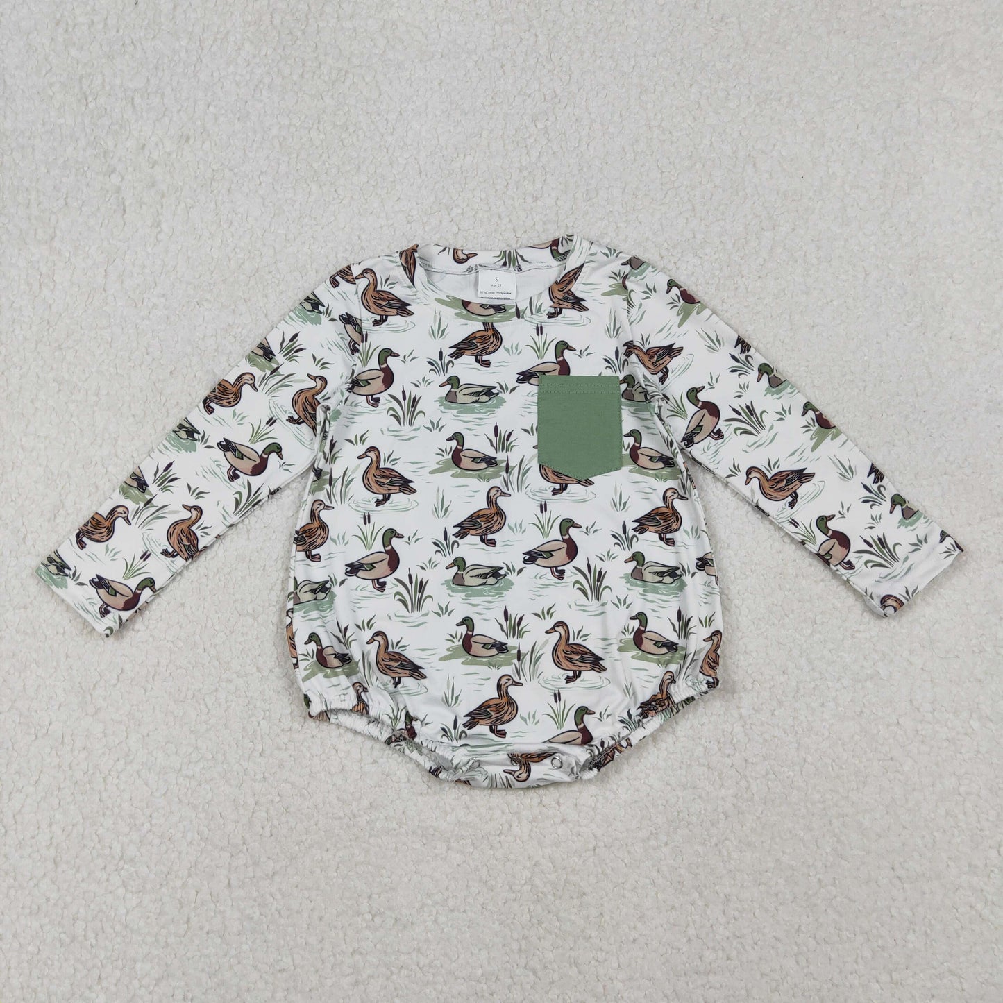 Sibling Baby Boys Long Sleeve Ducks Plaid Hunting Rompers D 1111