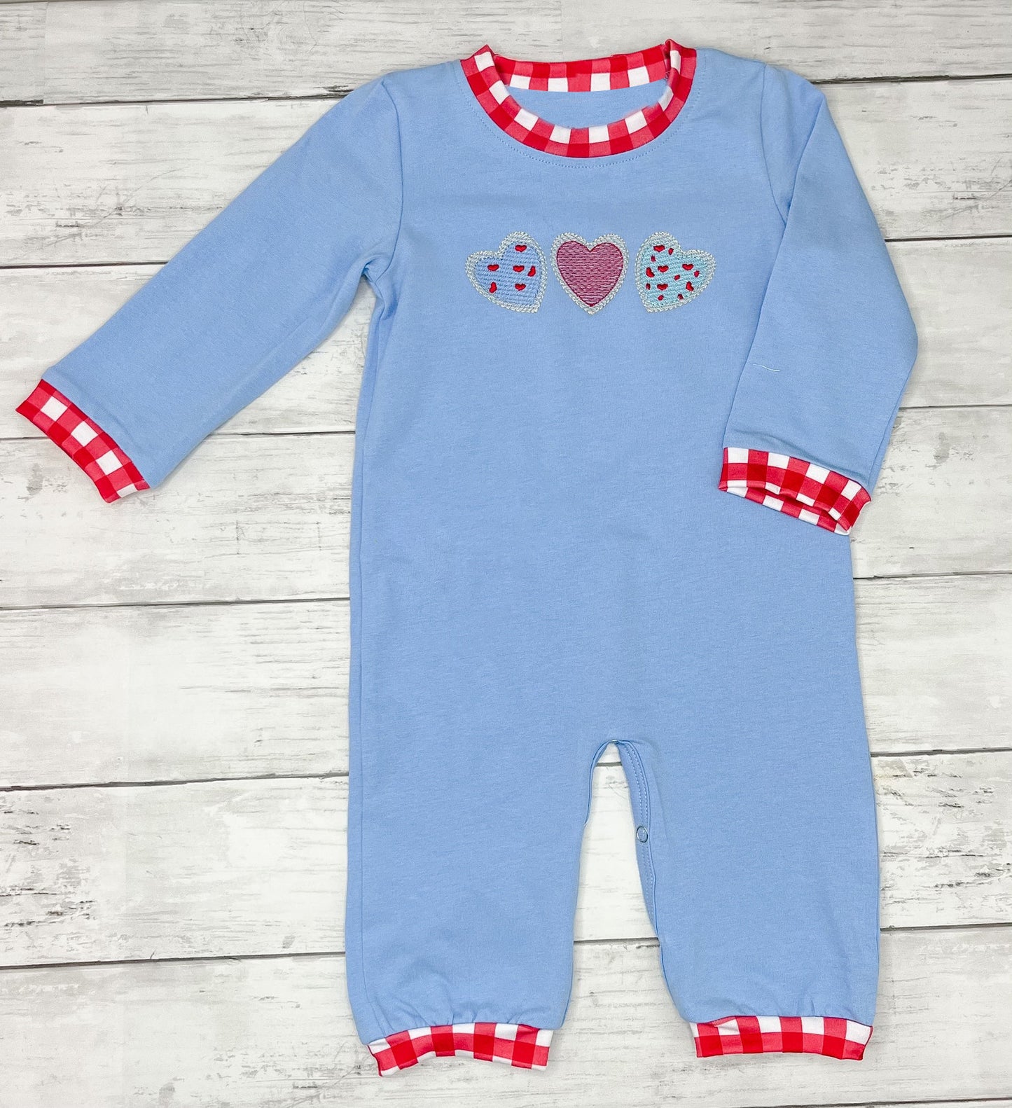presale LR2765 Baby Boys Long Sleeve Hearts Valentine Footie Rompers D 1008