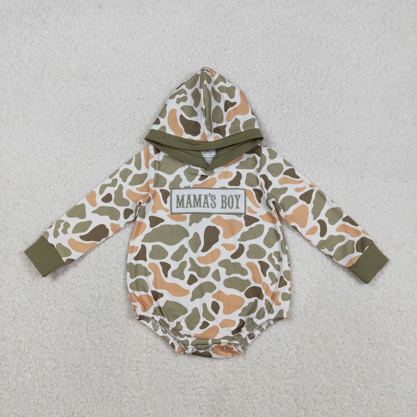 Sibling Baby Boys Southern Camo Embroidery Hoodie 'Mama's Boy' Top for Newborn Boys with Hood Comfortable Cotton Clothes