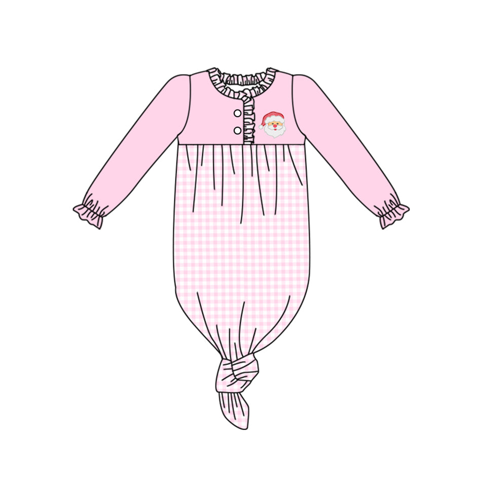 presale NB0039 Santa Claus Pink Plaid Long Sleeve Robe