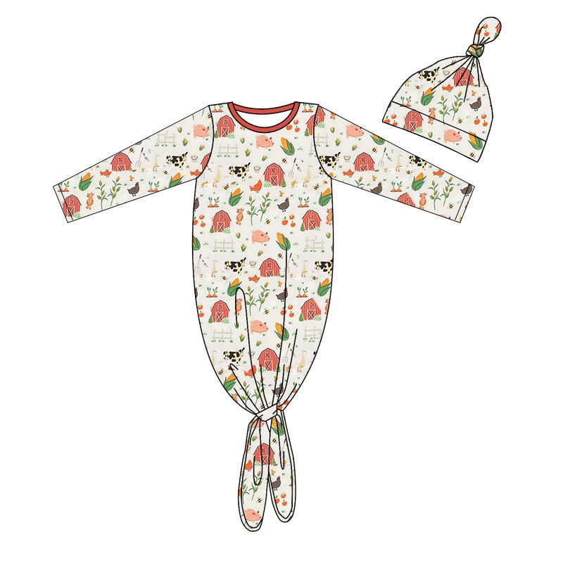 presale NB0043 Farm Animals Red House Long Sleeve Robe 2024 8.13