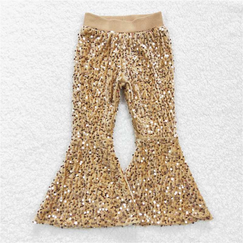 P0110 Baby Girls Party Khaki Sequined Trousers D 6.26