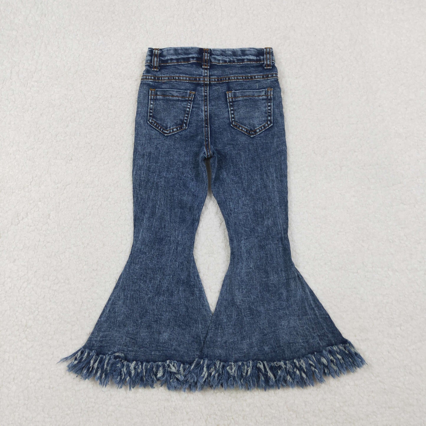 P0132 Light Blue Fringed Denim Trousers D 1028