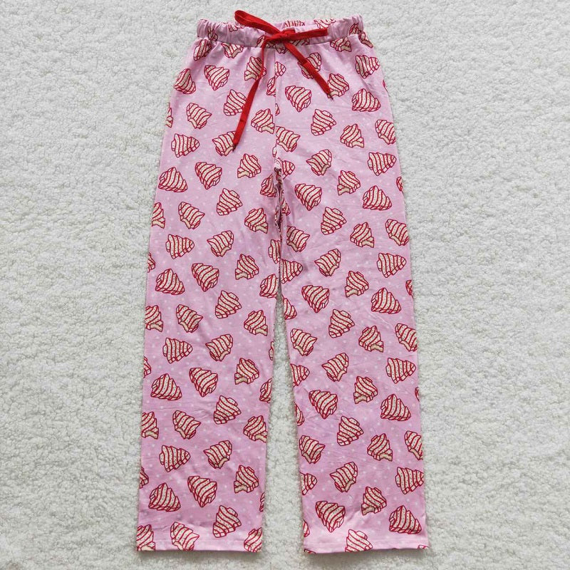 P0155 Adult Christmas Tree Cookie Polka Dot Pink Zip Pants