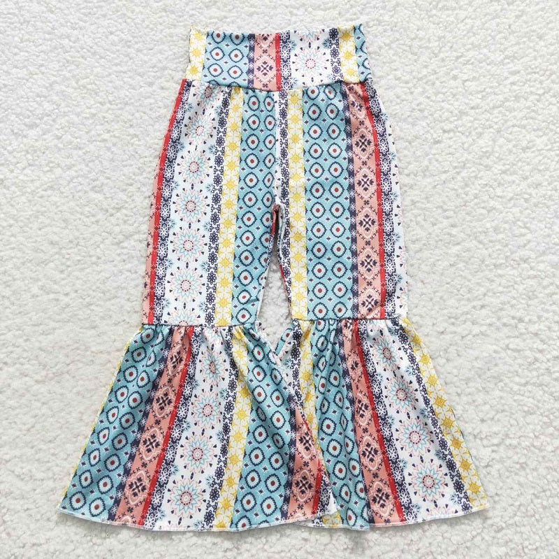 GSPO0776 Alpine cow head aztec blue short-sleeved geometric pattern trousers suit