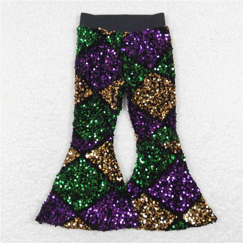 Match Baby Girls Colorful Sequin Bell Bottom Pants 2 D 6.25