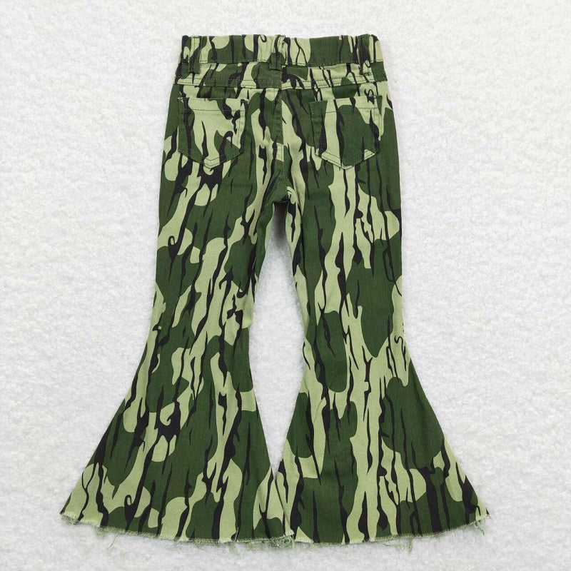 P0372 Camouflage green denim trousers jeans