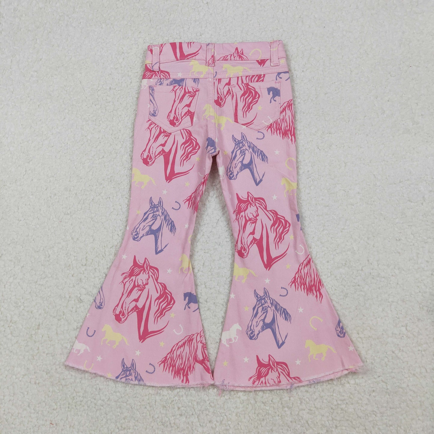 P0431 Baby Girls Pink Western Horse Denim Pants Jeans D 1022