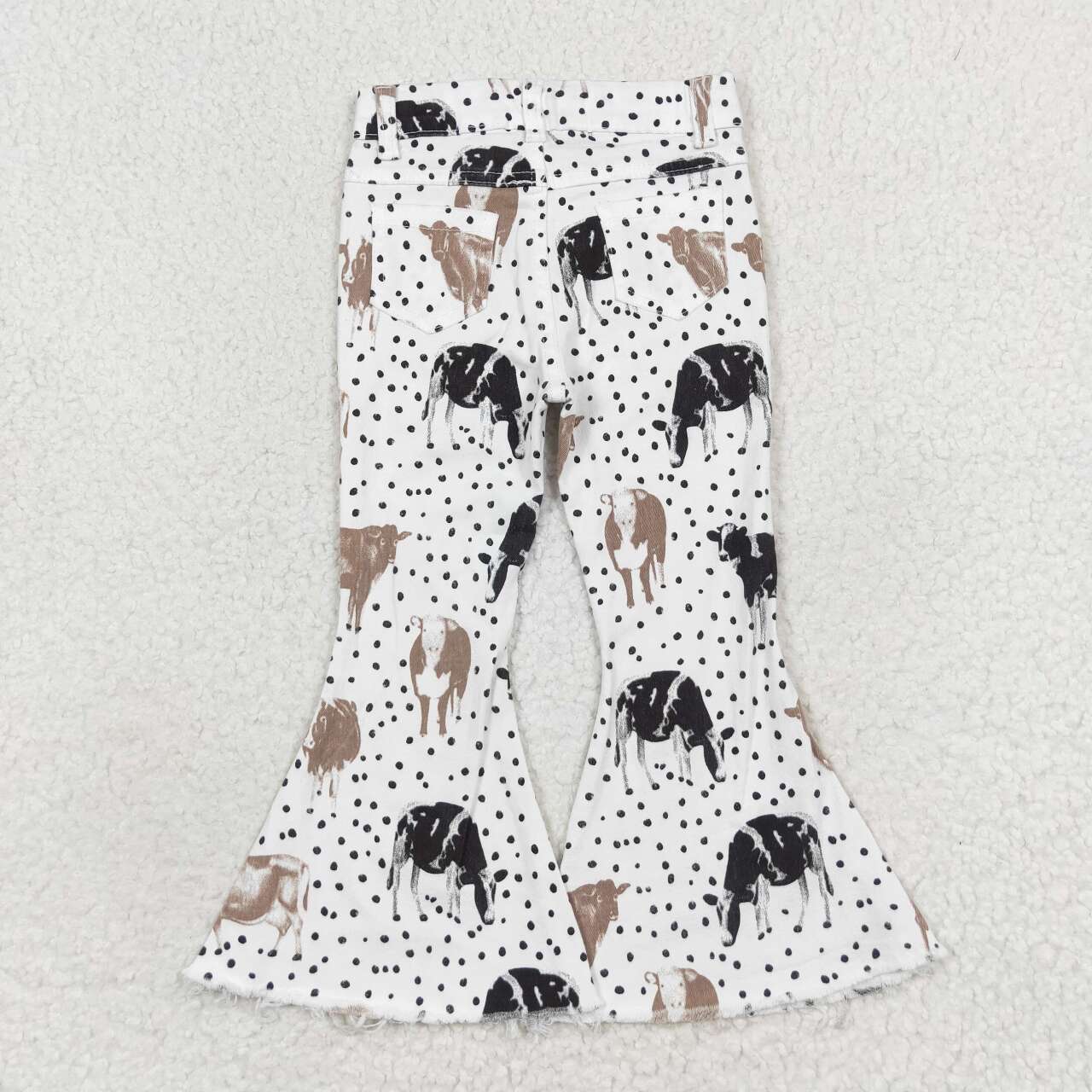 P0452 Cow polka dot denim trousers
