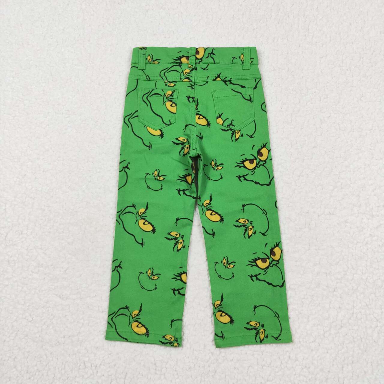 P0485 Green straight denim trousers