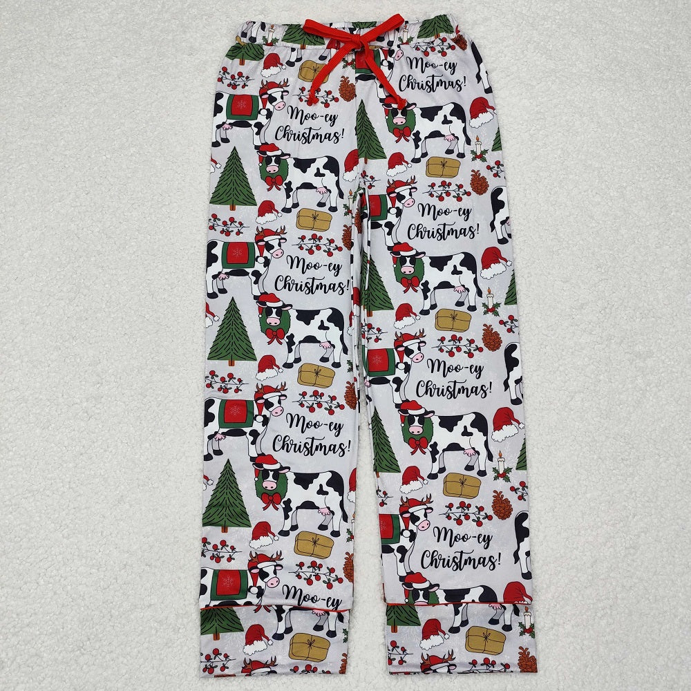 P0492 Adult women Christmas tree cow gray red trousers