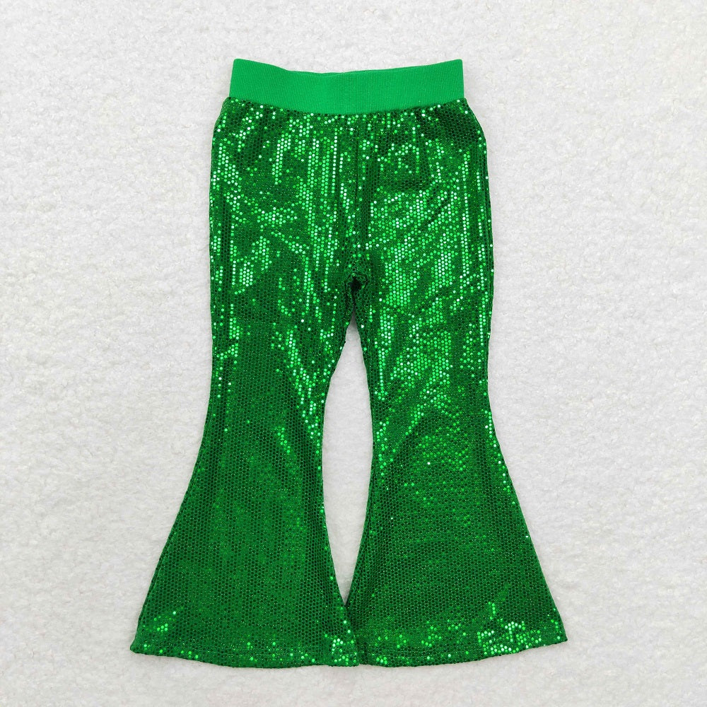 P0498 Green mesh sequined trousers