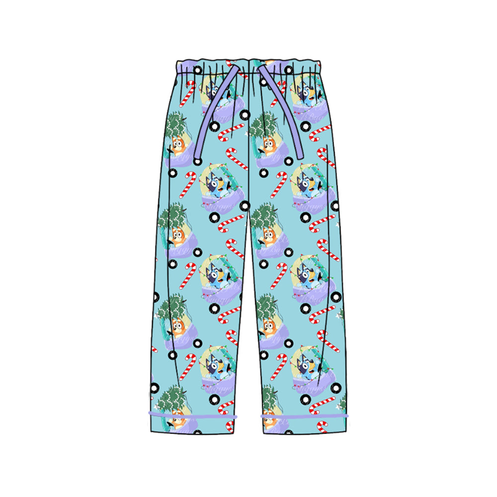 P0565 Adult Women Mama Christmas tree trolley cane blue trousers