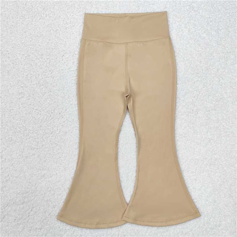 P0574 Baby Girls Khaki Yoga Active Wear Bell Bottom Pants