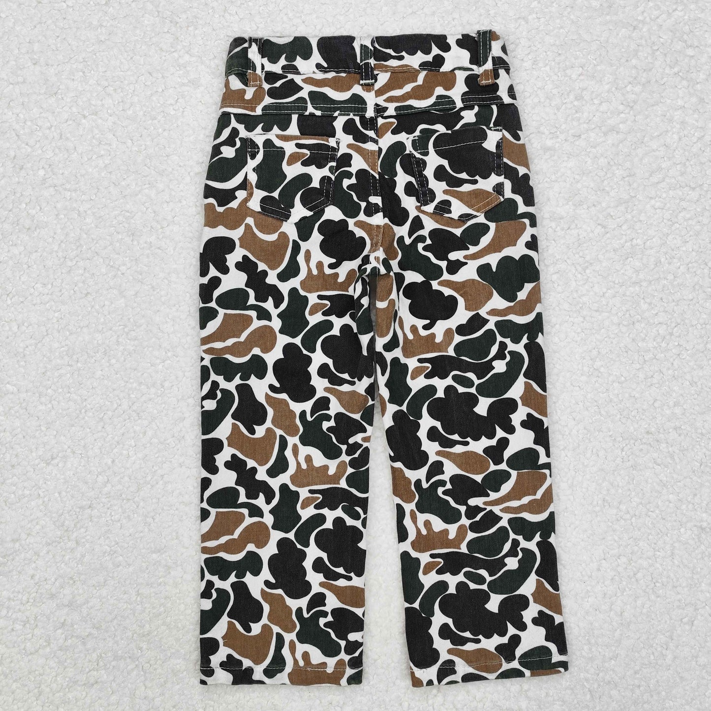 P0594 Boys' brown green camouflage beige denim trousers