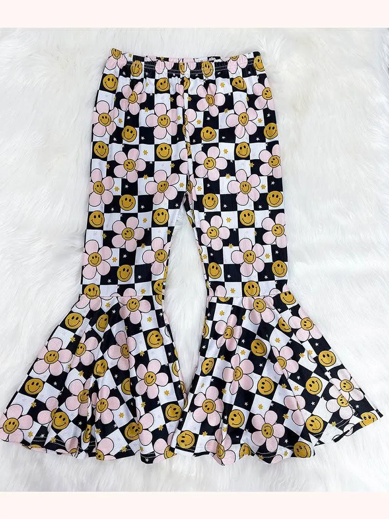 presale P0705 Floral black and white check trousers 2024 10.18