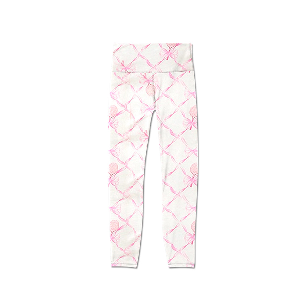 presale P0716 White Yoga Wear Skinny Pants with Racket Bow Pattern 2024 10.30