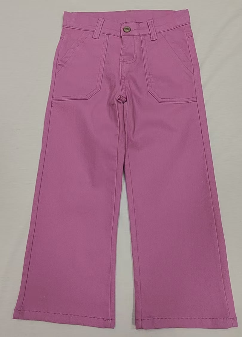 presale P0757 Baby Girls Lavender Pockets Denim Straight Bottom Pants D 3.18