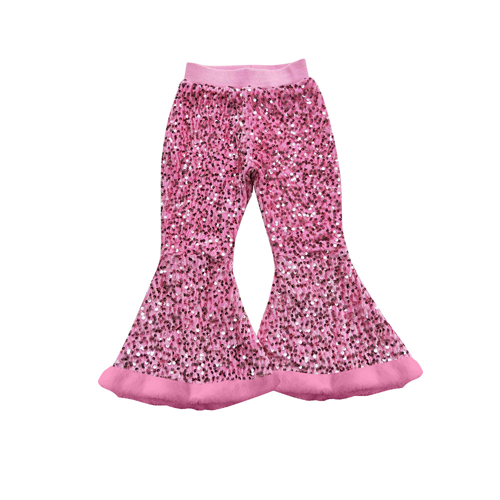 presale P0794 Baby Girls Pink Sequin Bell Bottom Pants D 7.17