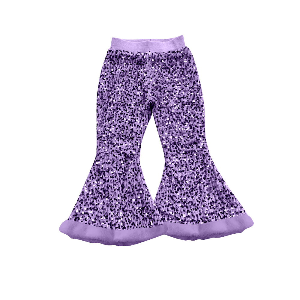 presale P0800 Baby Girls Lavender Sequin Bell Bottom Pants D 7.17