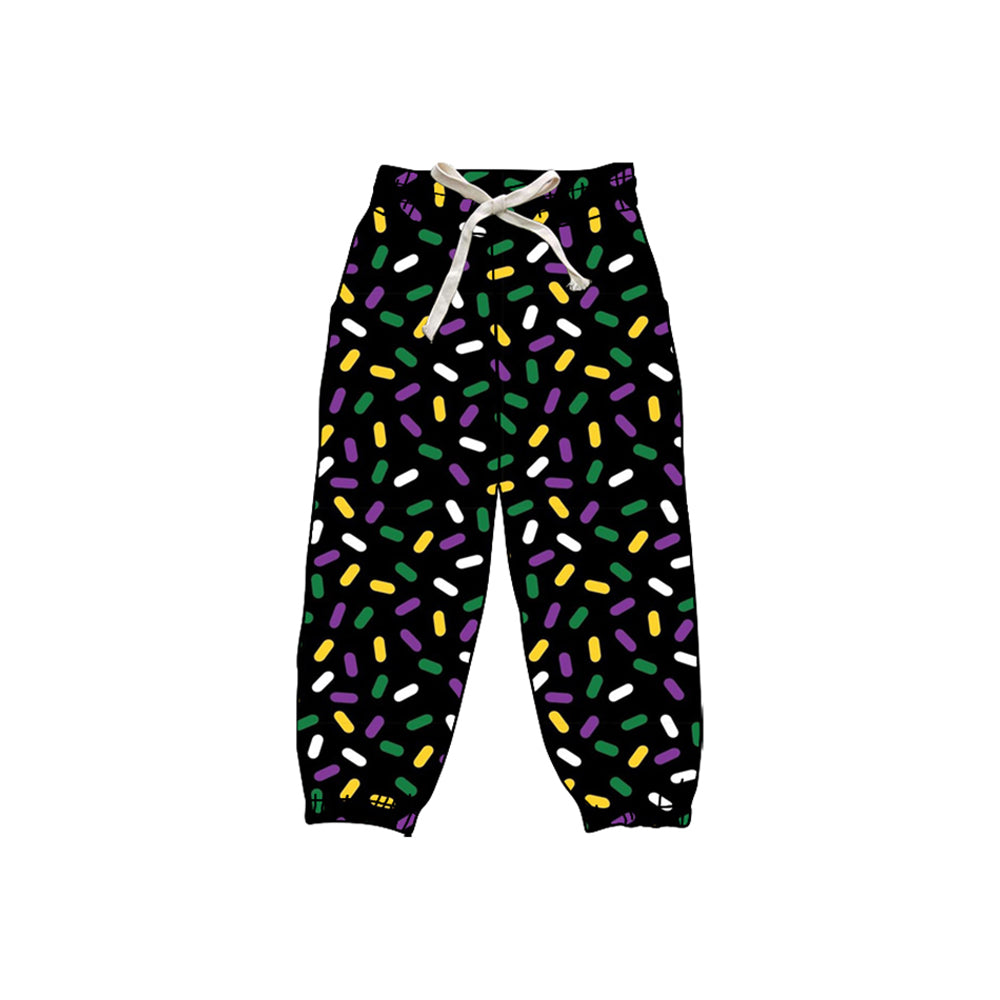 presale P0843 Baby Girls Mardi Gras Sprinkles Yoga Jogger Pants D 909